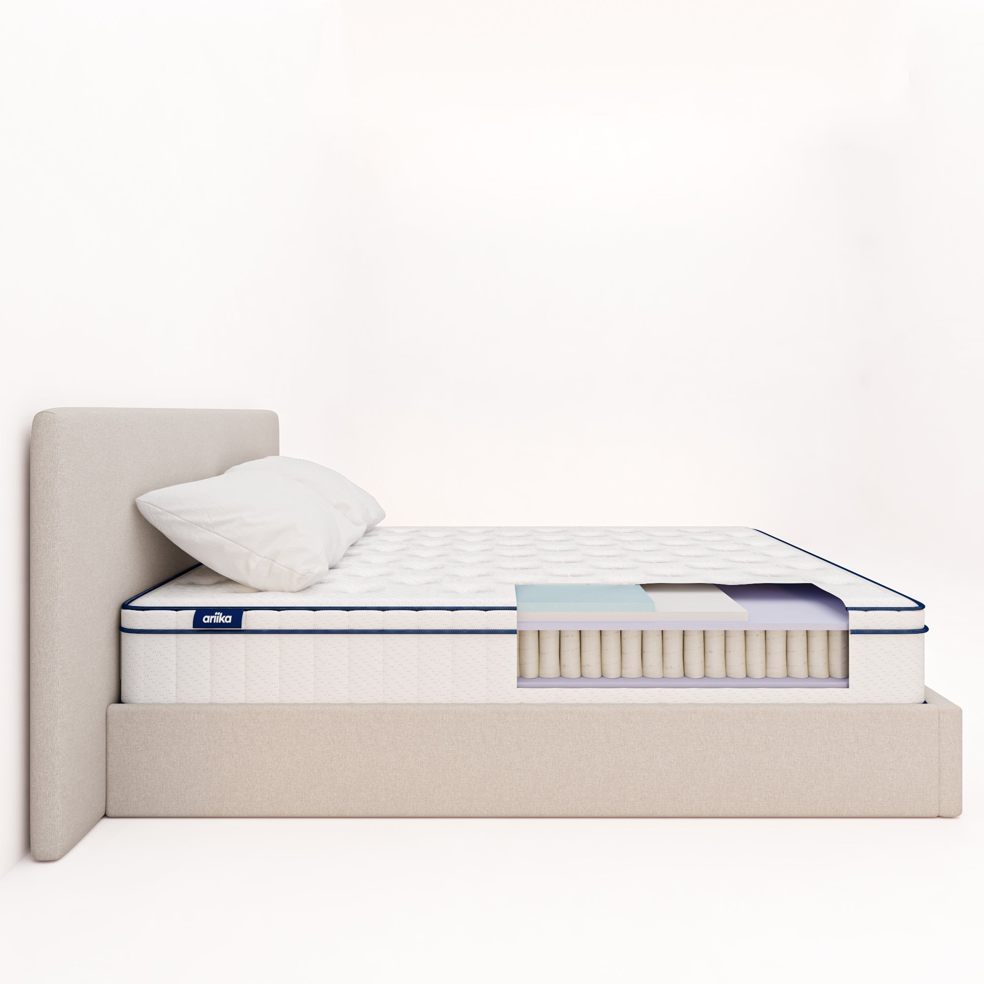 Cooling hybrid mattress featuring gel memory foam and pocket springs with a medium firm support for the bedroom.