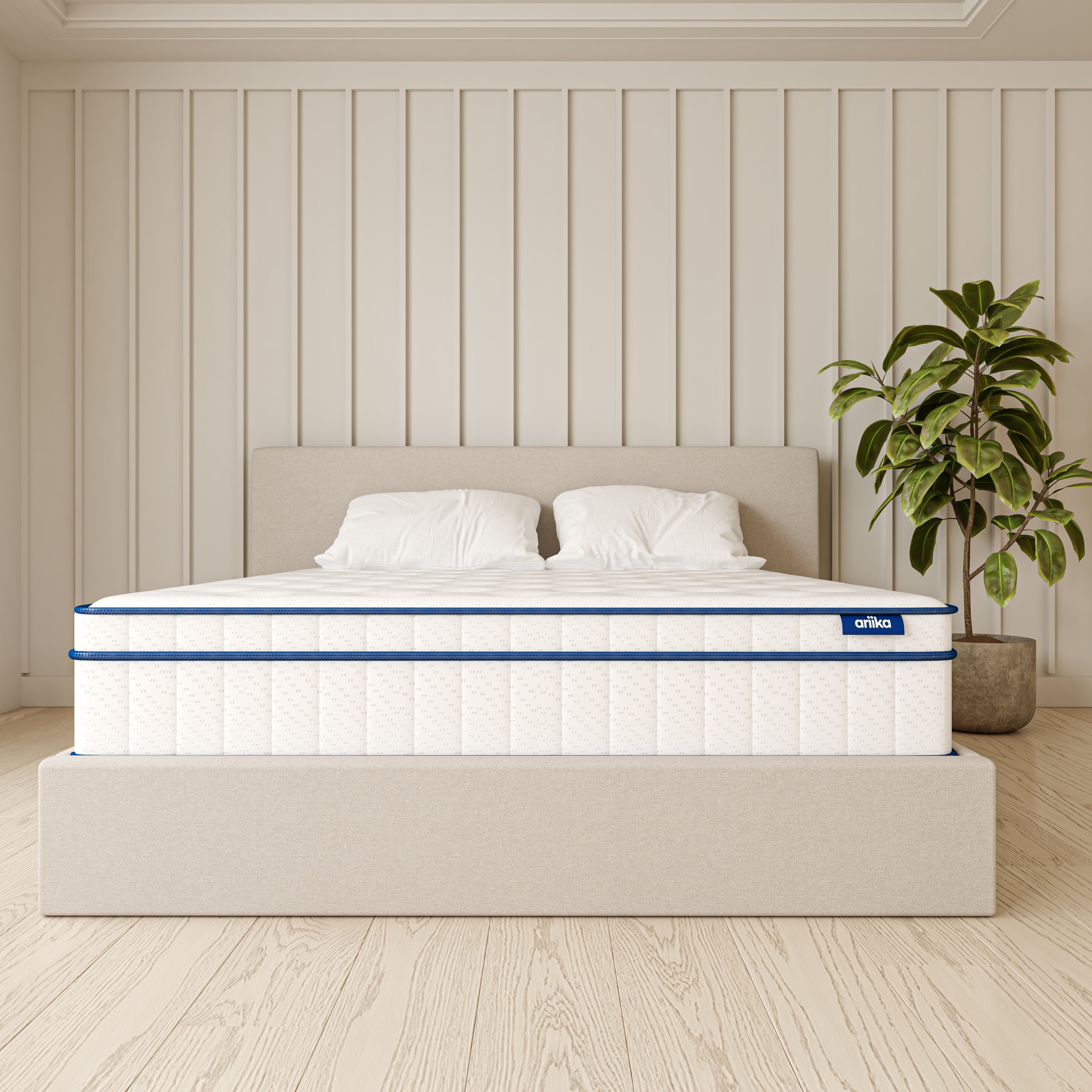 Cooling hybrid mattress featuring gel memory foam and pocket springs with a medium firm support for the bedroom.