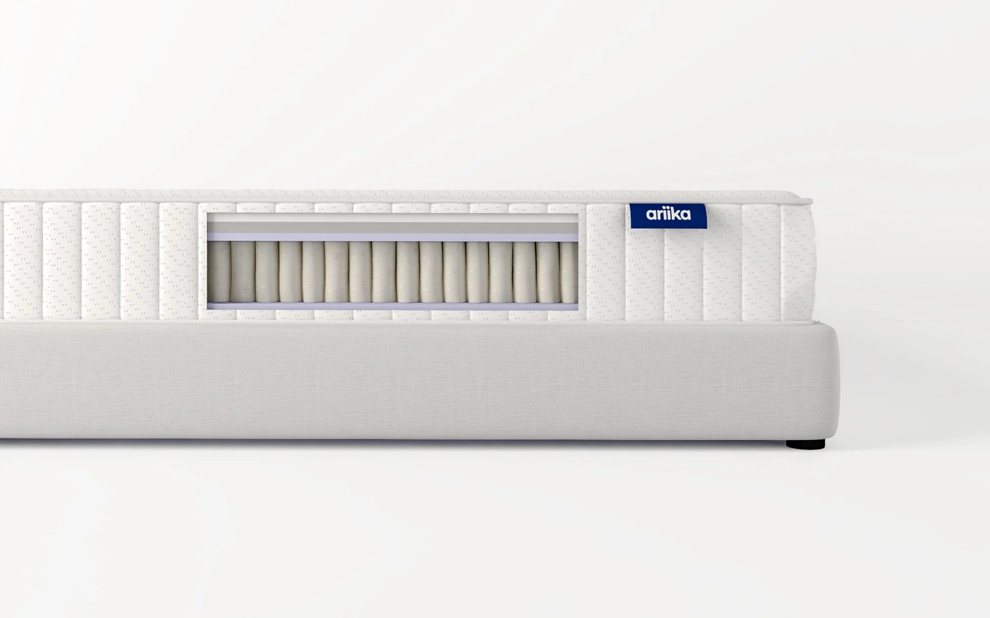 Summer Snooze navy hybrid mattress combining natural latex, memory foam, and pocket springs for a medium firm cooling sleep.