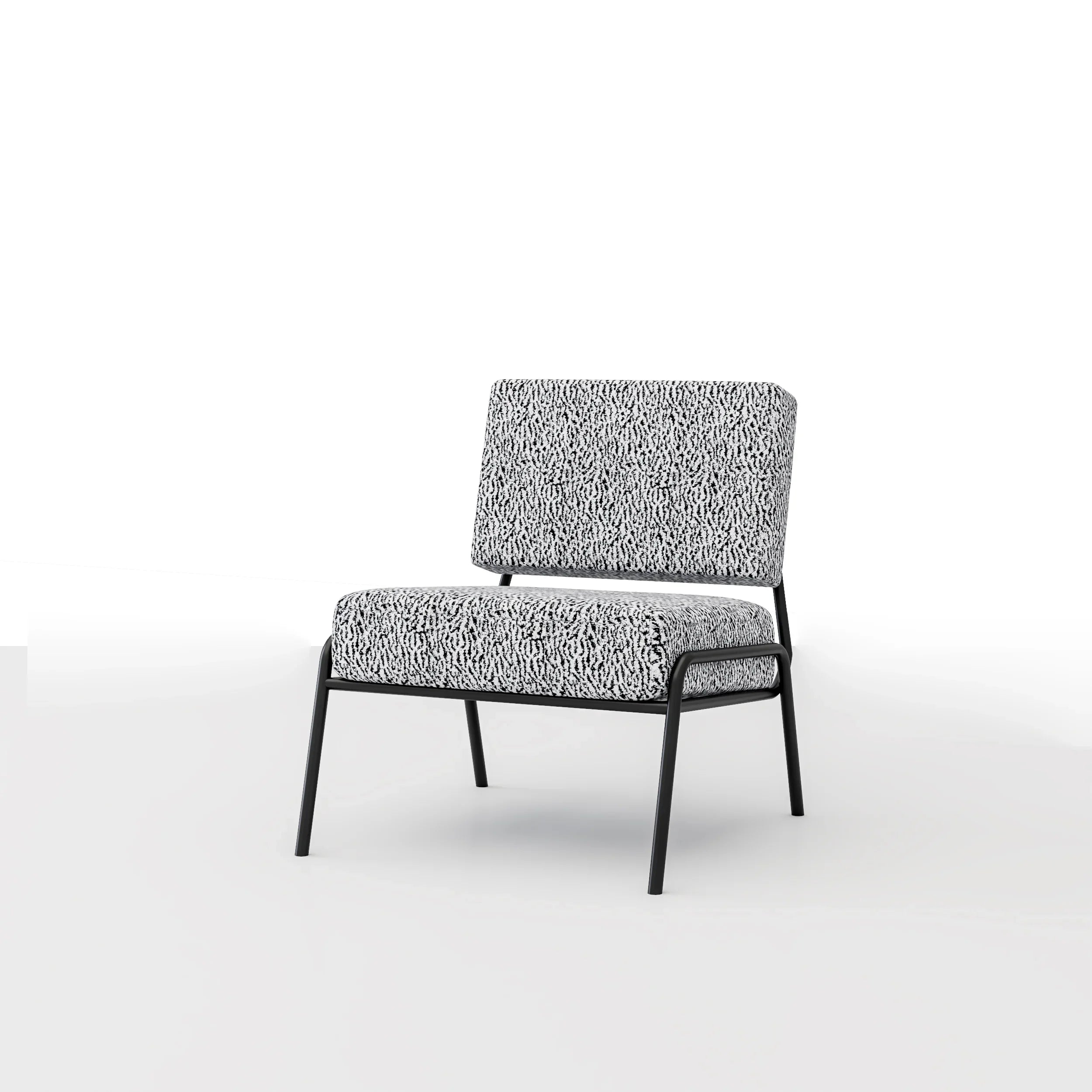 Milton Armless Armchair in metal legs, featuring modern styling, perfect for living rooms.