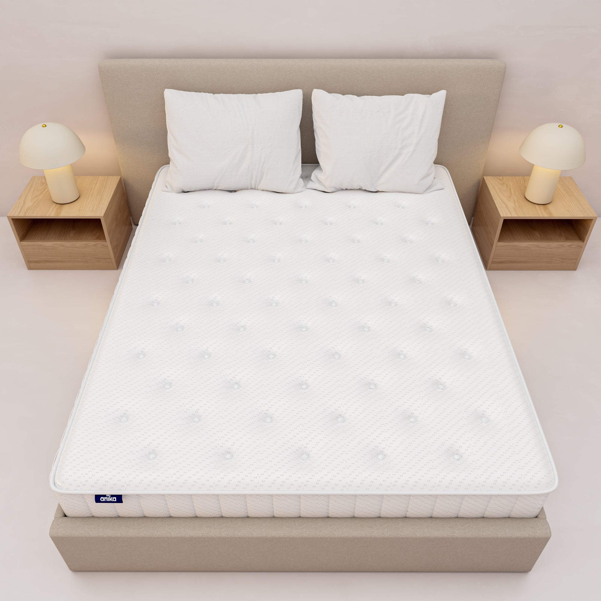 Hotel quality hybrid mattress combining memory foam and pocket springs for a medium firm bedroom sleep.