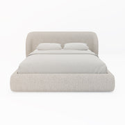 Elena Bed in upholstered, beech frame, rasta fabric, and padded headboard, perfect for bedrooms, with frame.