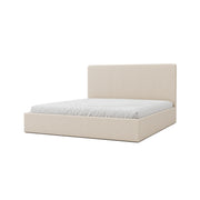 Kaia Upholstered Modern Bed in padded headboard and engineered wood, perfect for bedrooms, with frame and neutral.
