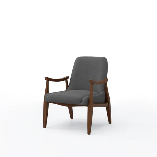 Keller Mid Century Armchair in beech wood and boucle, featuring scandinavian styling.
