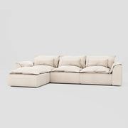 Scandinavian modern L shape sectional sofa with a beech frame and pocket springs.