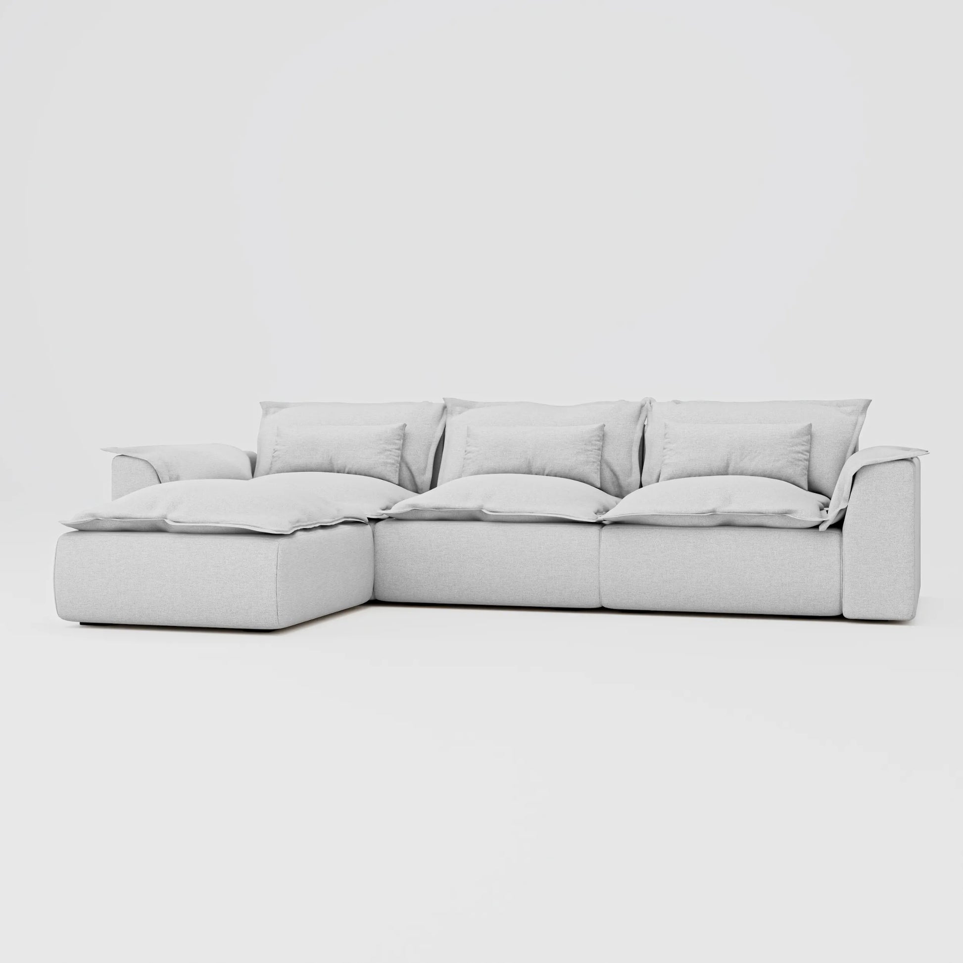 Scandinavian modern L shape sectional sofa with a beech frame and pocket springs.