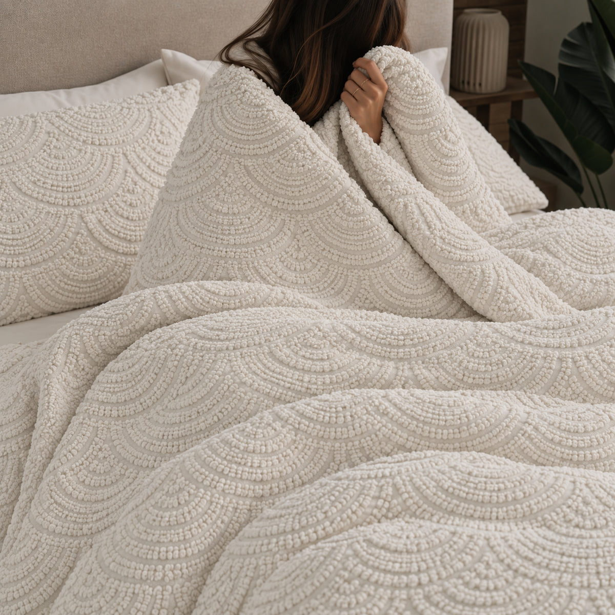 Engraved Chenille Duvet Cover Set