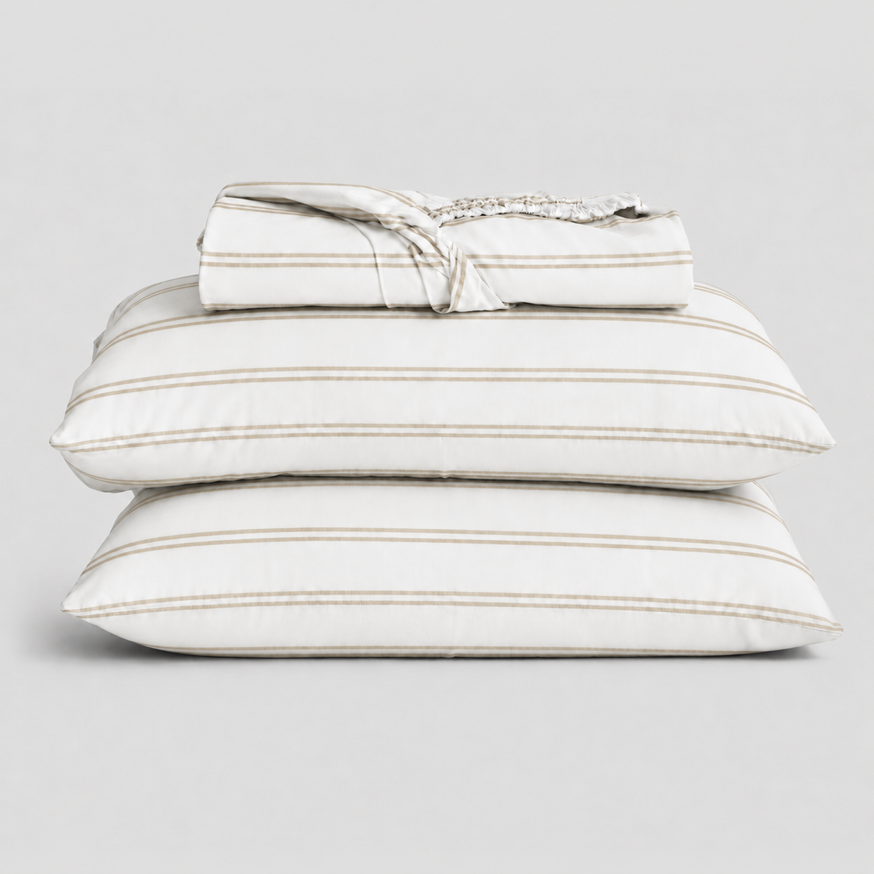 Pinstripe Percale Fitted Sheet Set