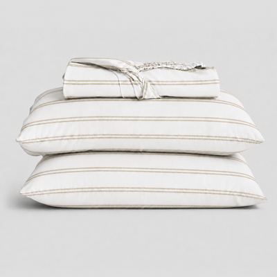 Pinstripe Percale Fitted Sheet Set