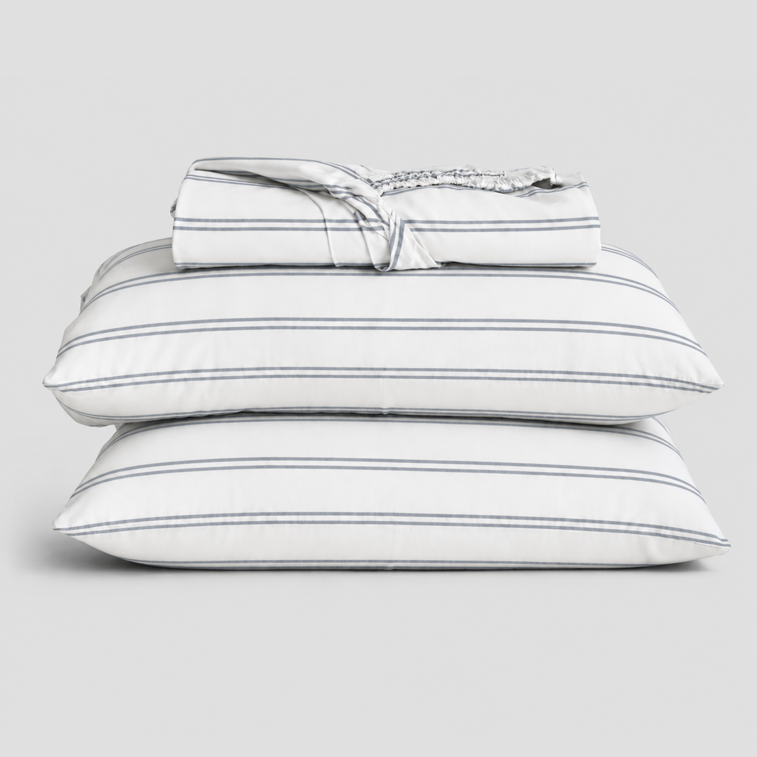 Pinstripe Percale Fitted Sheet Set