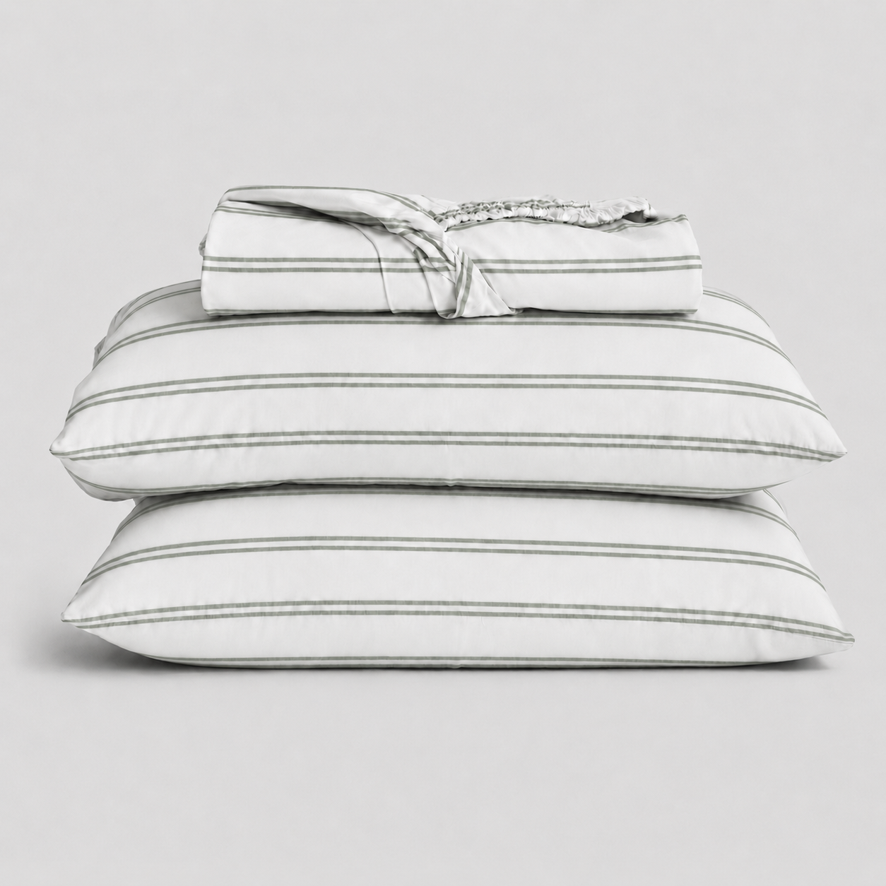 Pinstripe Percale Fitted Sheet Set