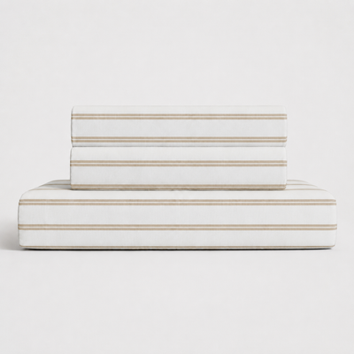 Pinstripe Percale Flat Sheet Set