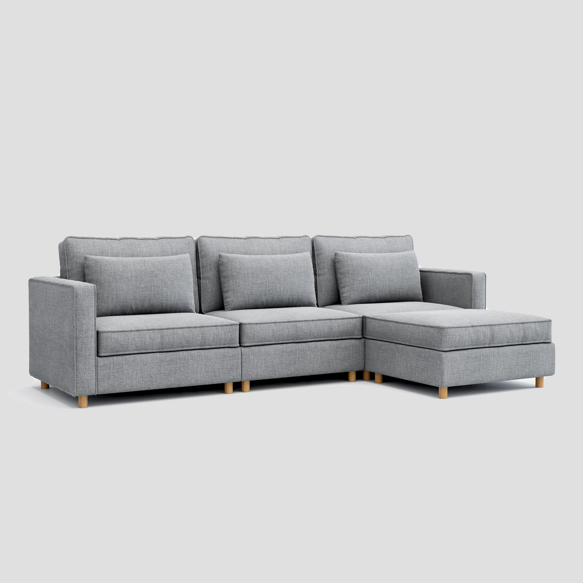 Modern L shape sectional chaise sofa featuring a durable beech wood frame.