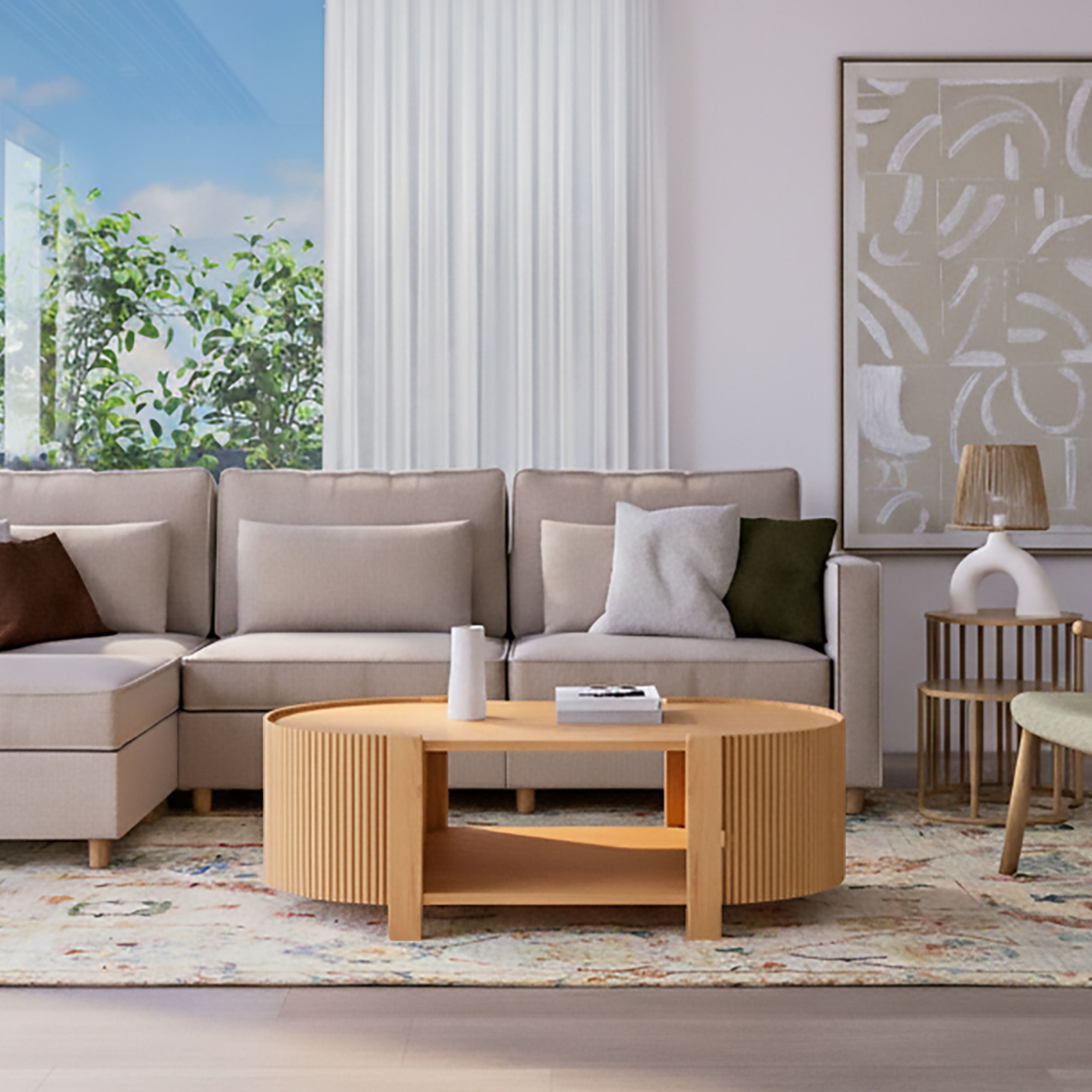 Fluted Door Middle Table