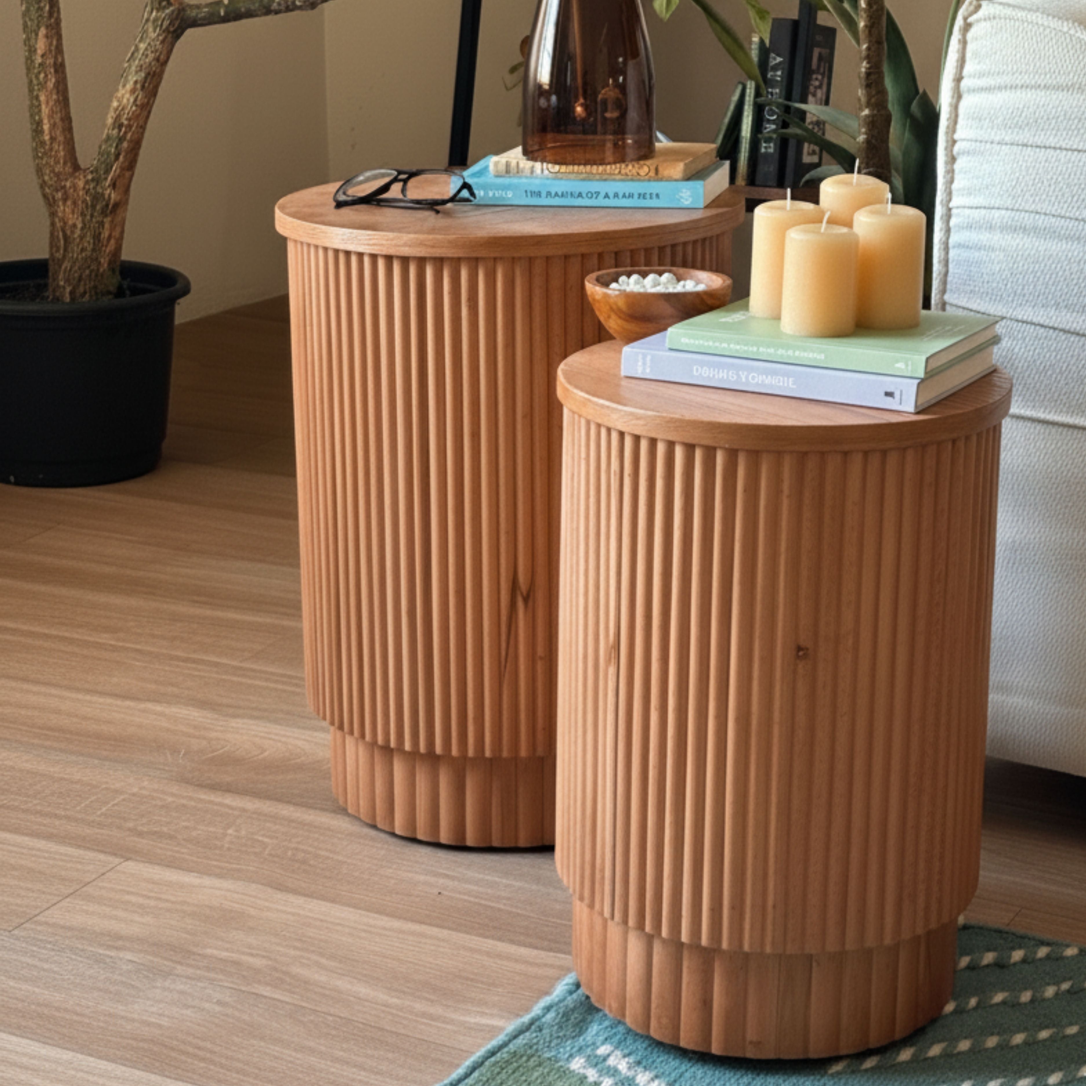Fluted Side Tables Set