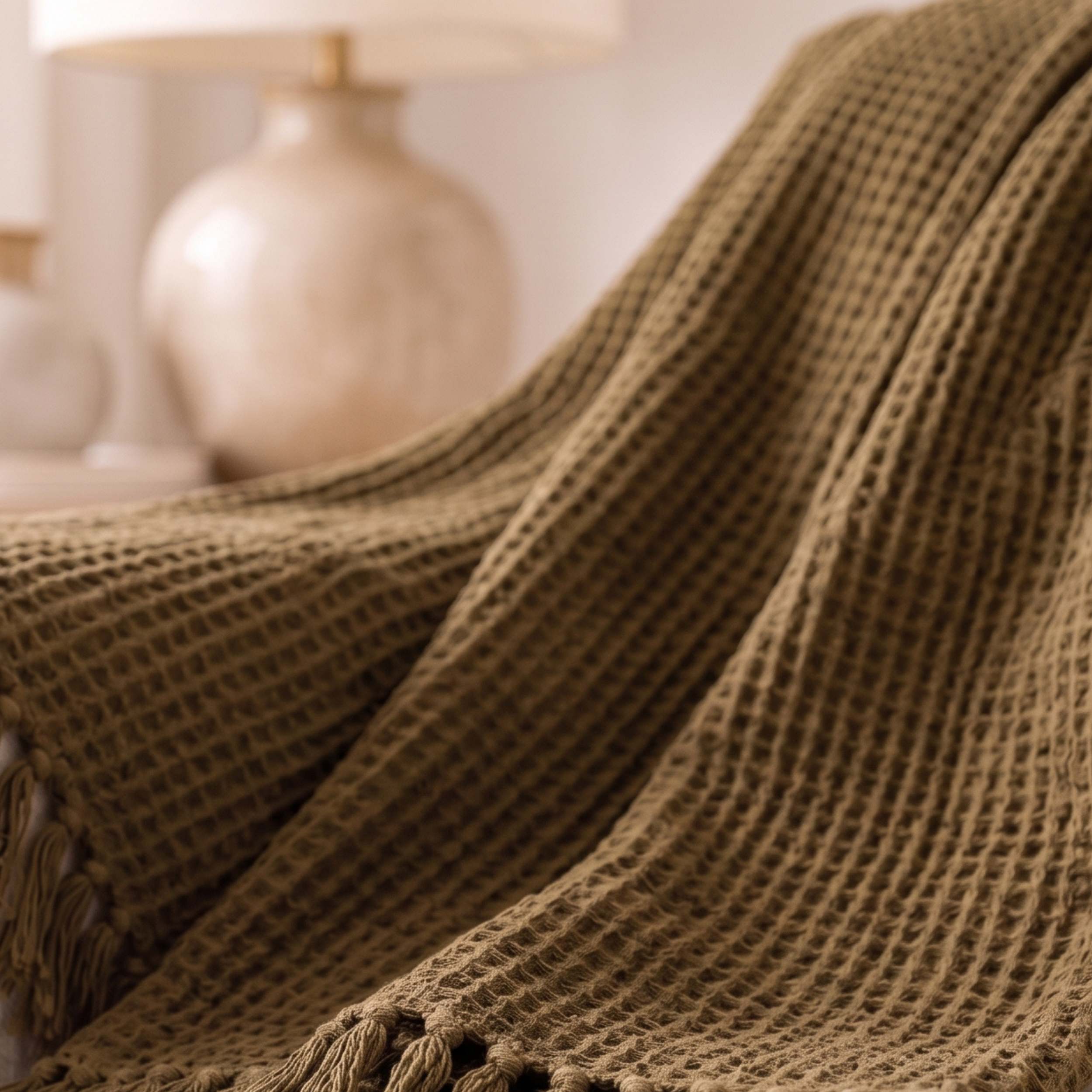 Fringe Honeycomb Throw Blanket