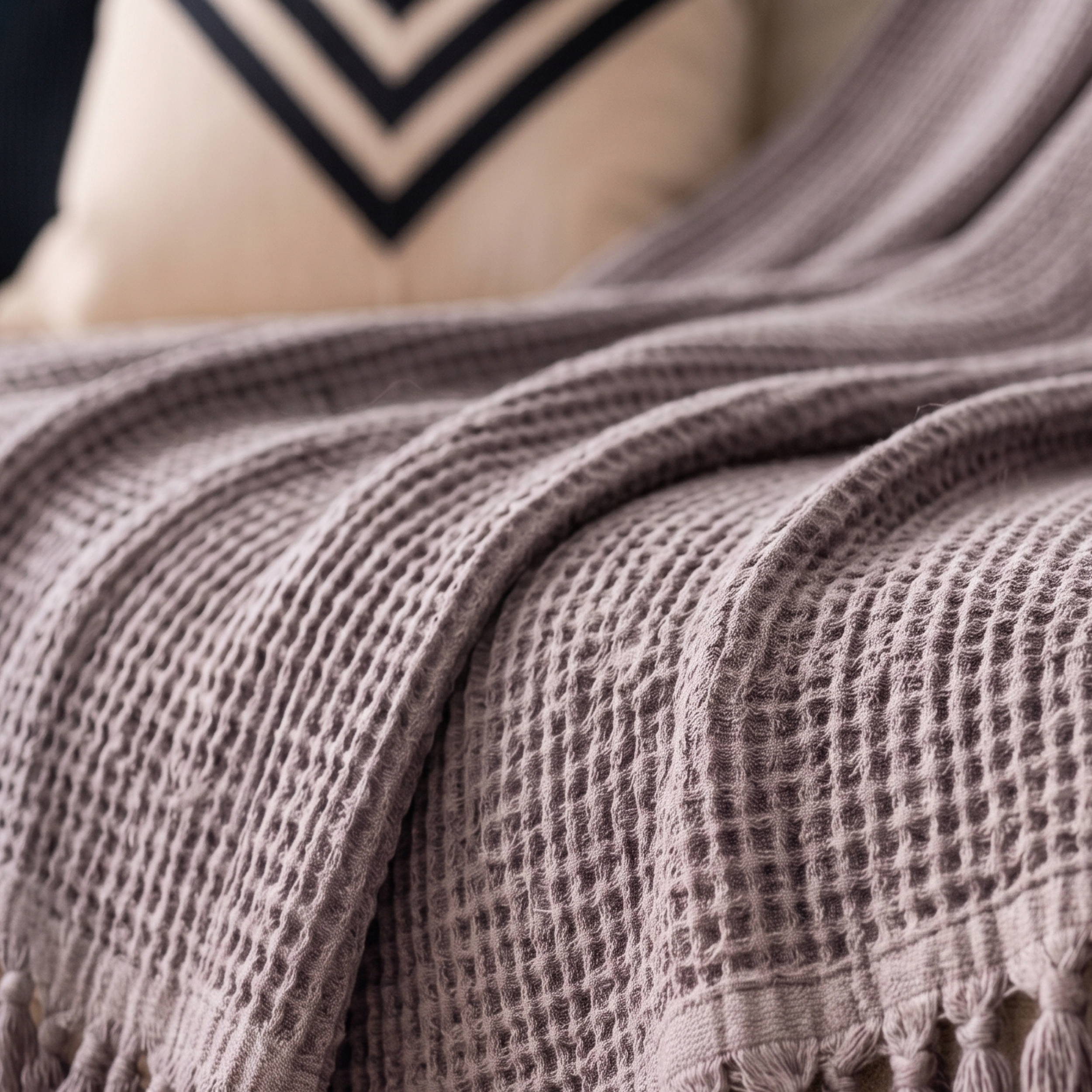 Fringe Honeycomb Throw Blanket
