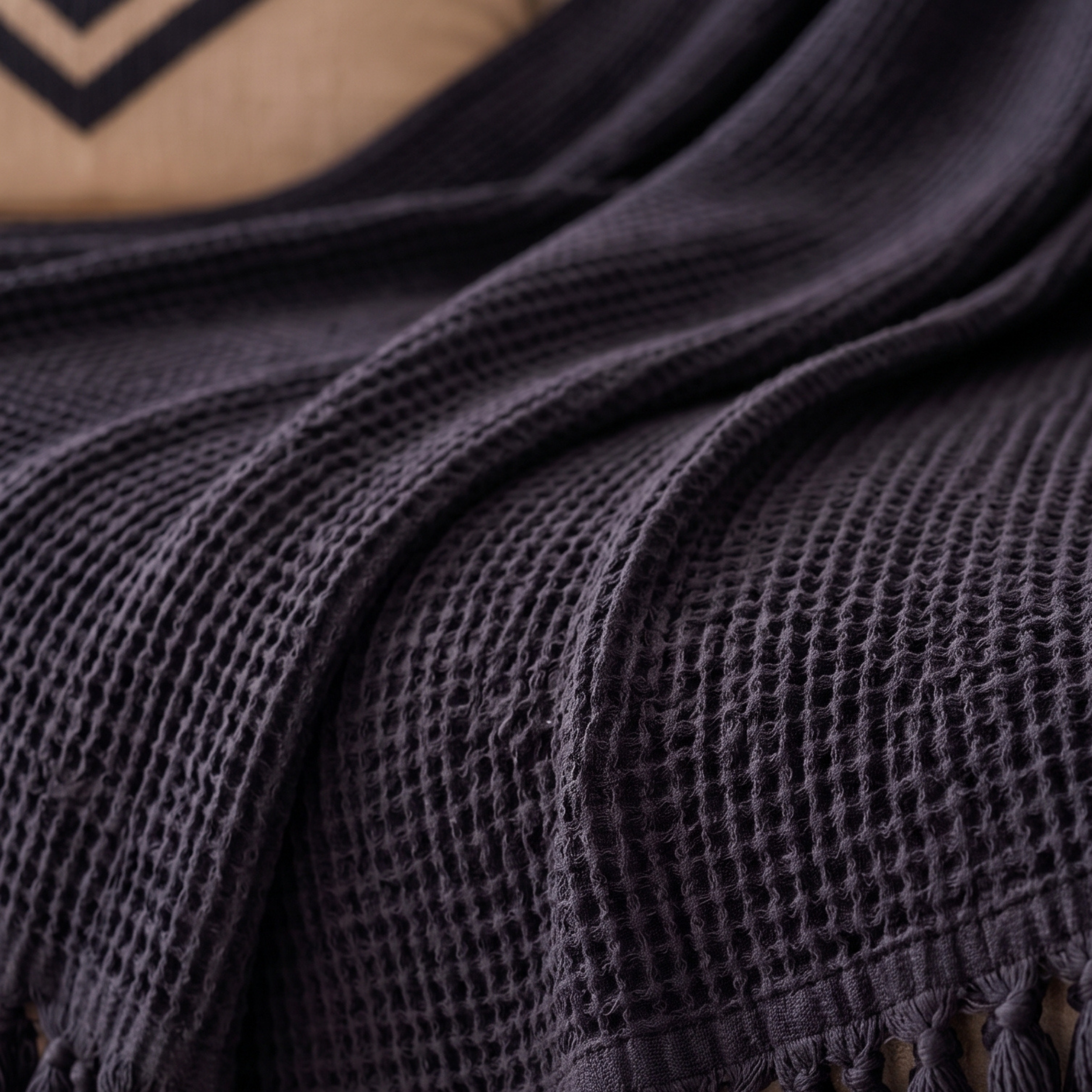 Fringe Honeycomb Throw Blanket