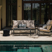 Modern water resistant aluminum two seater outdoor sofa from the Tiffany Collection by Ariika.