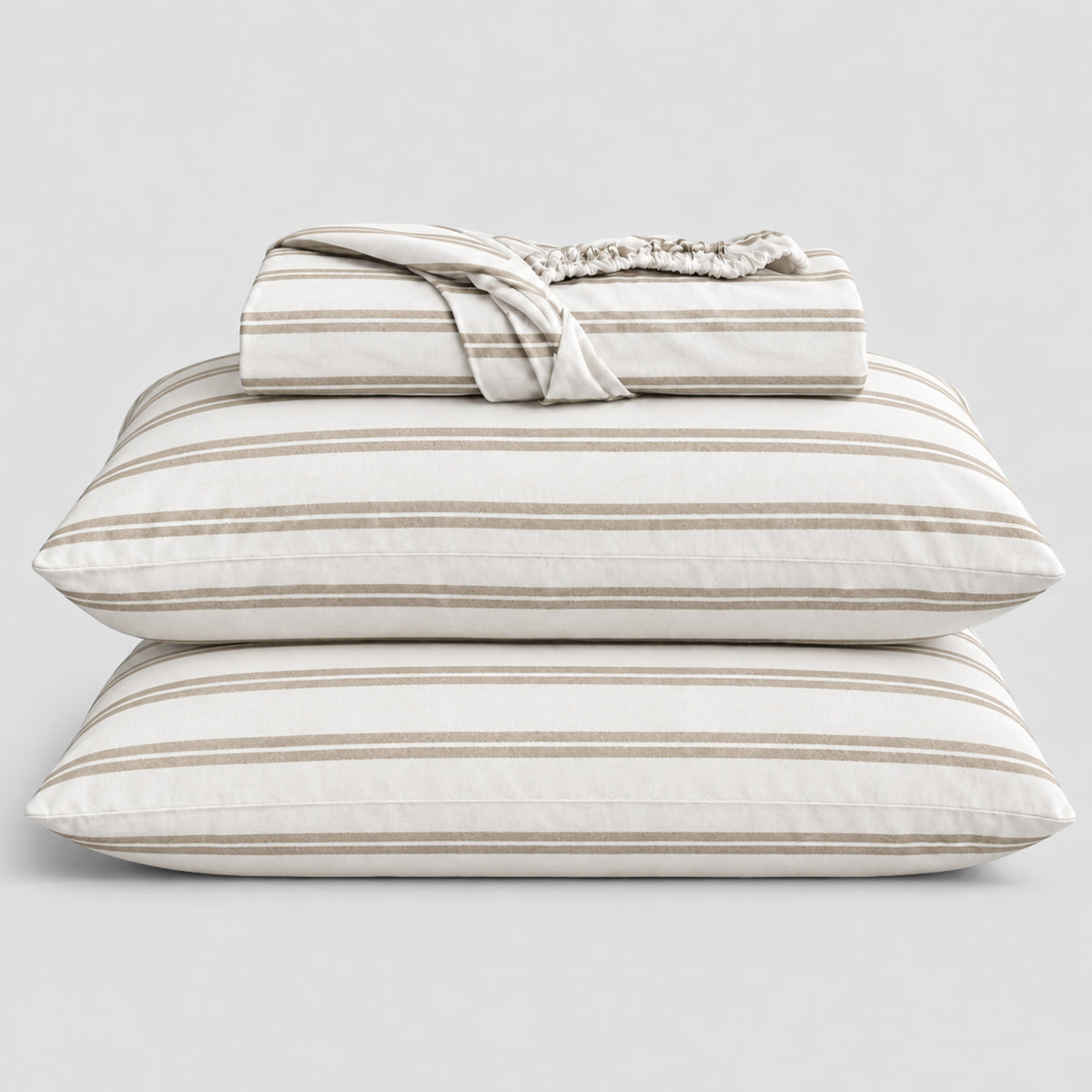 Pinstripe Percale Fitted Sheet Set