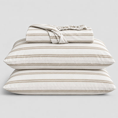 Pinstripe Percale Fitted Sheet Set
