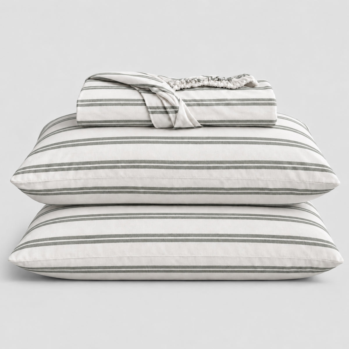 Pinstripe Percale Fitted Sheet Set