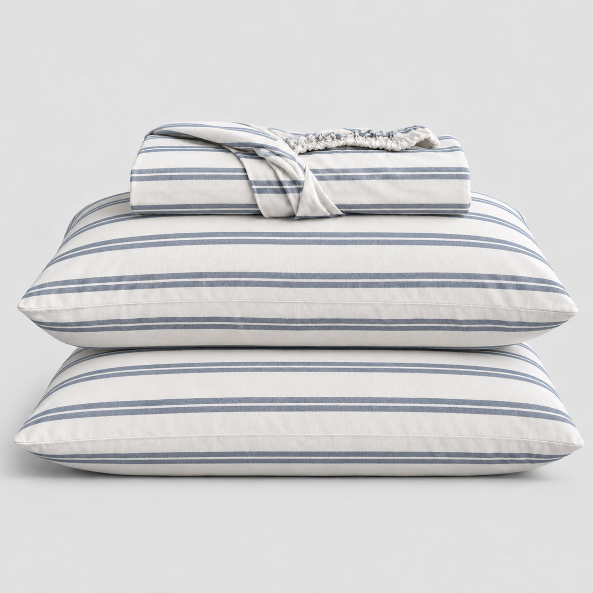Pinstripe Percale Fitted Sheet Set