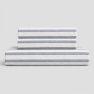 Pinstripe Percale Flat Sheet Set