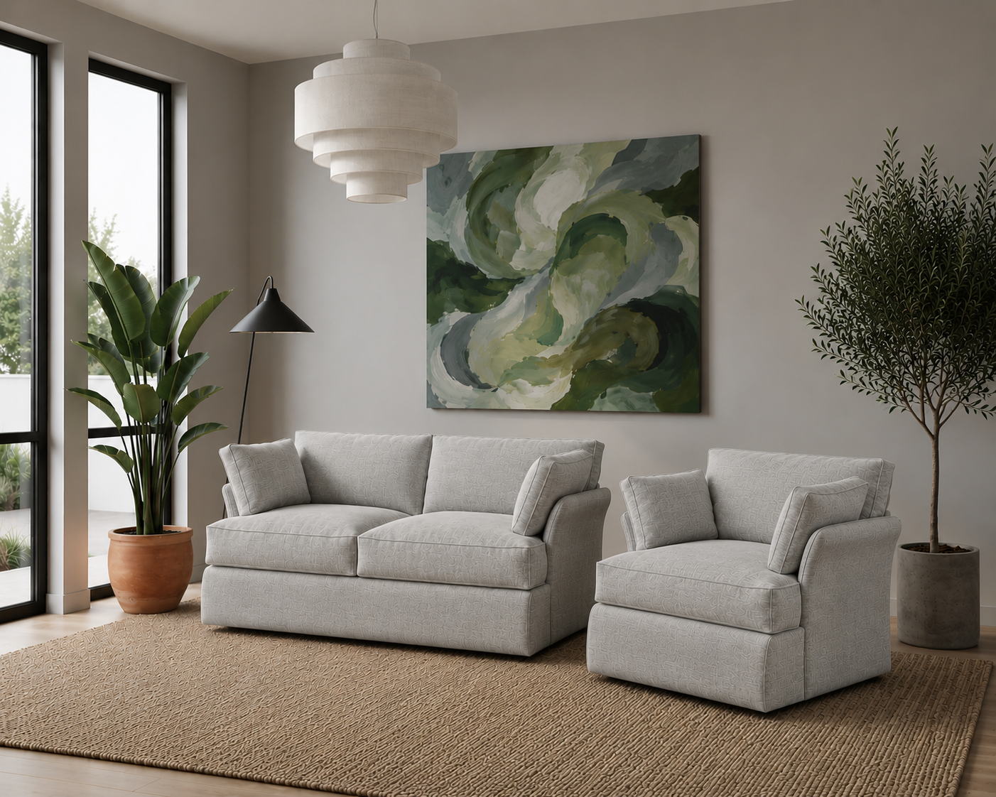 Plush 2 Seater + Plush Armchair Set