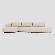 Modern open side L shape sectional chaise sofa featuring a sturdy beech frame.
