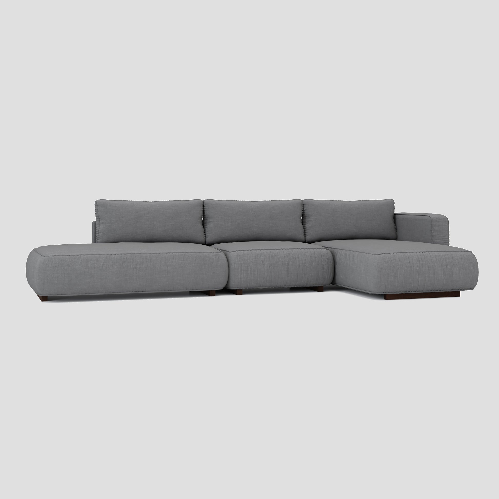 Modern open side L shape sectional chaise sofa featuring a sturdy beech frame.