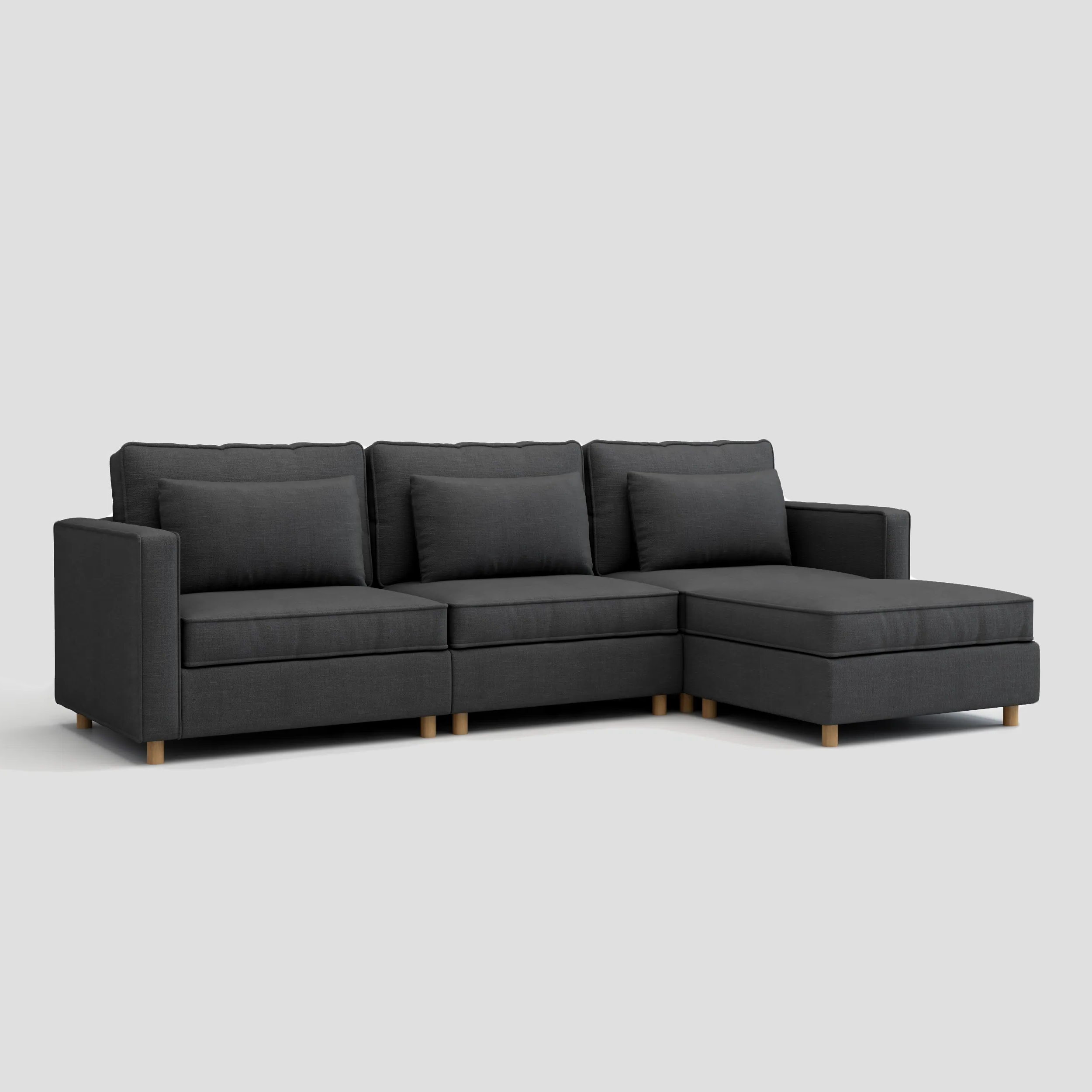 Modern L shape sectional chaise sofa featuring a durable beech wood frame.