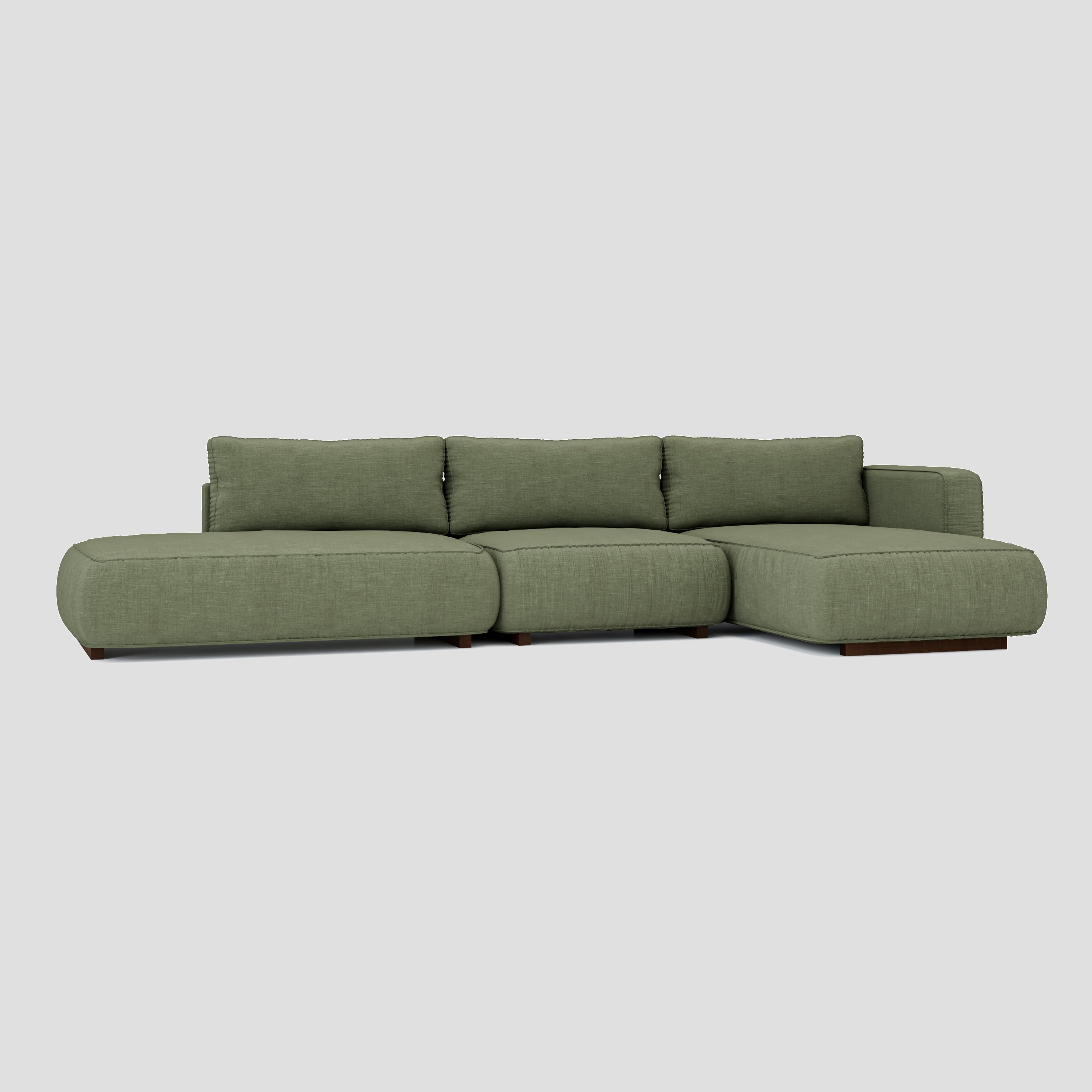 Modern open side L shape sectional chaise sofa featuring a sturdy beech frame.