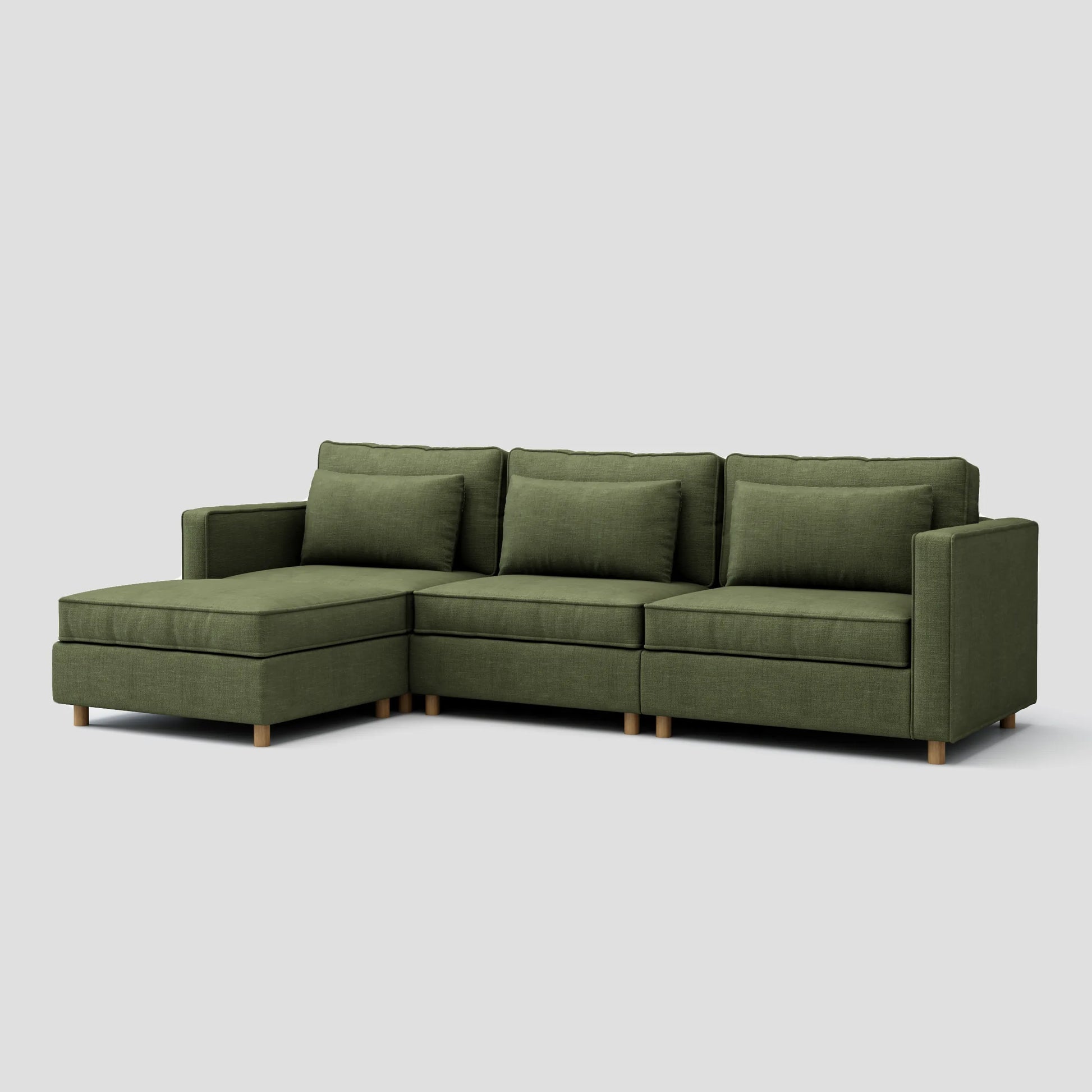 Modern L shape sectional chaise sofa featuring a durable beech wood frame.
