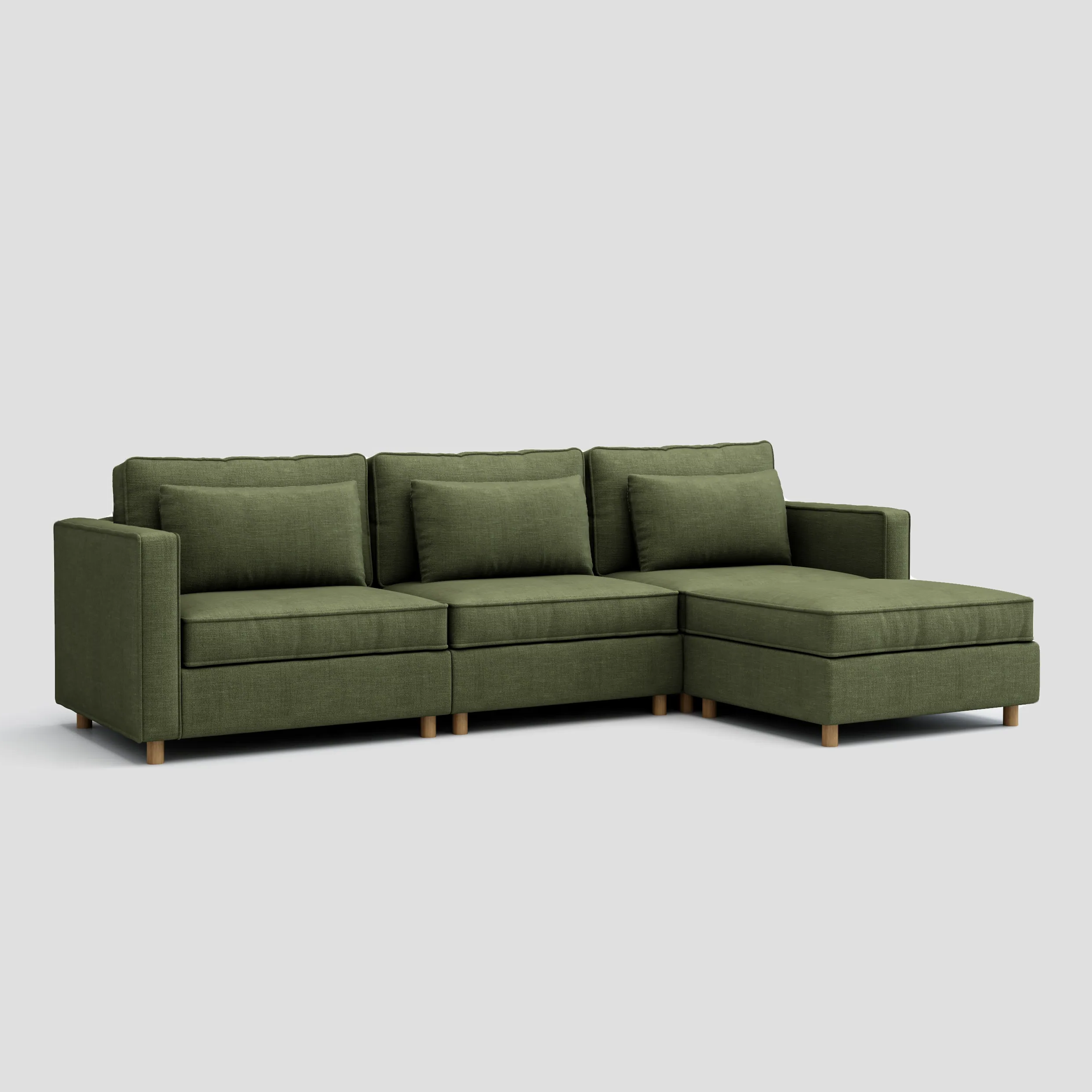 Modern L shape sectional chaise sofa featuring a durable beech wood frame.