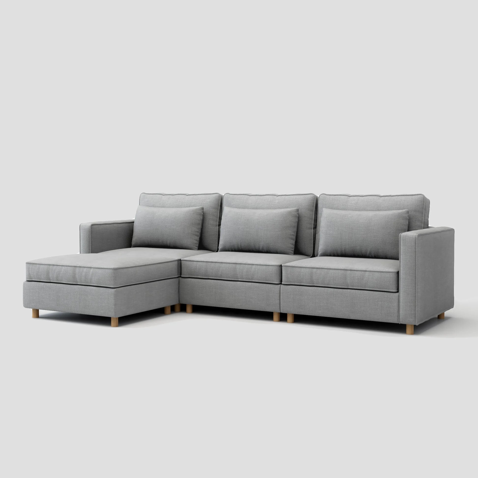 Modern L shape sectional chaise sofa featuring a durable beech wood frame.