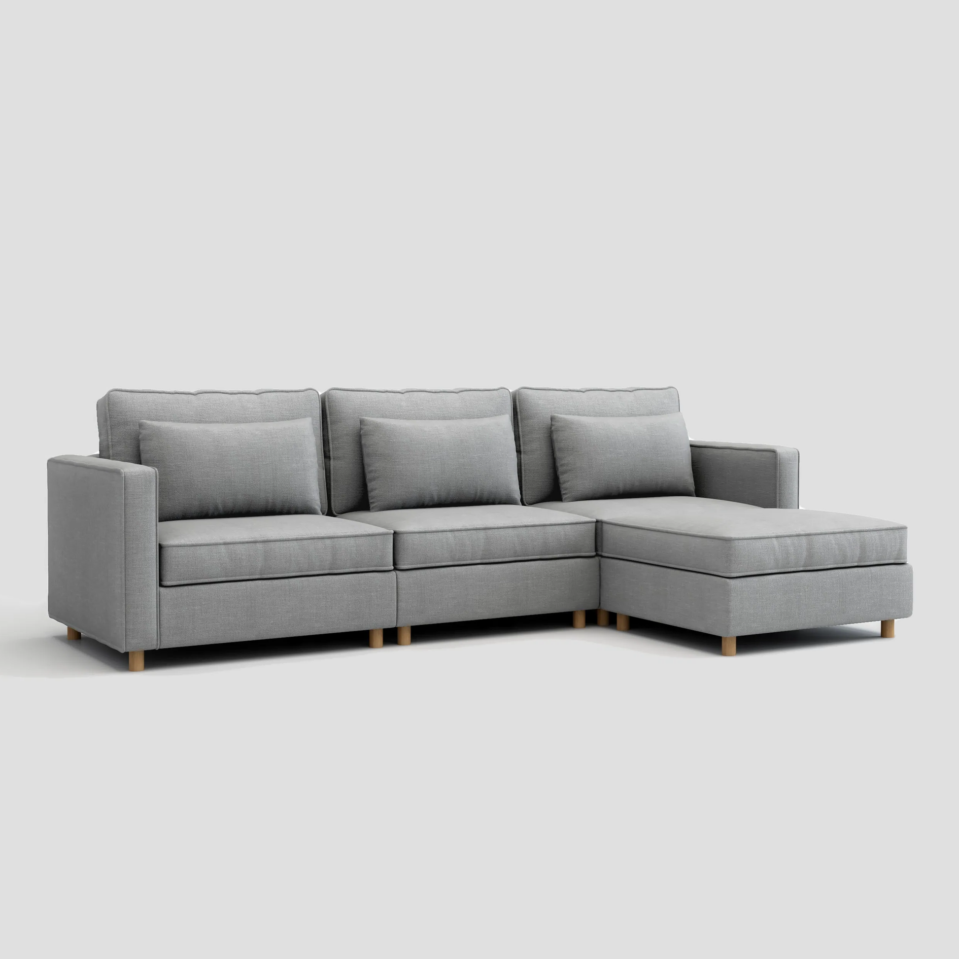 Modern L shape sectional chaise sofa featuring a durable beech wood frame.