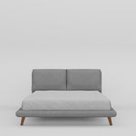 Bliss Upholstered Bed in beech wood and padded headboard, featuring modern and scandinavian styling, with frame.