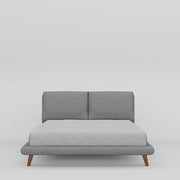 Bliss Upholstered Bed in beech wood and padded headboard, featuring modern and scandinavian styling, with frame.
