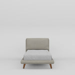 Bliss Upholstered Bed in beech wood and padded headboard, featuring modern and scandinavian styling, with frame.
