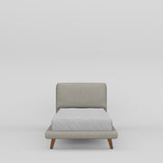 Bliss Upholstered Bed in beech wood and padded headboard, featuring modern and scandinavian styling, with frame.