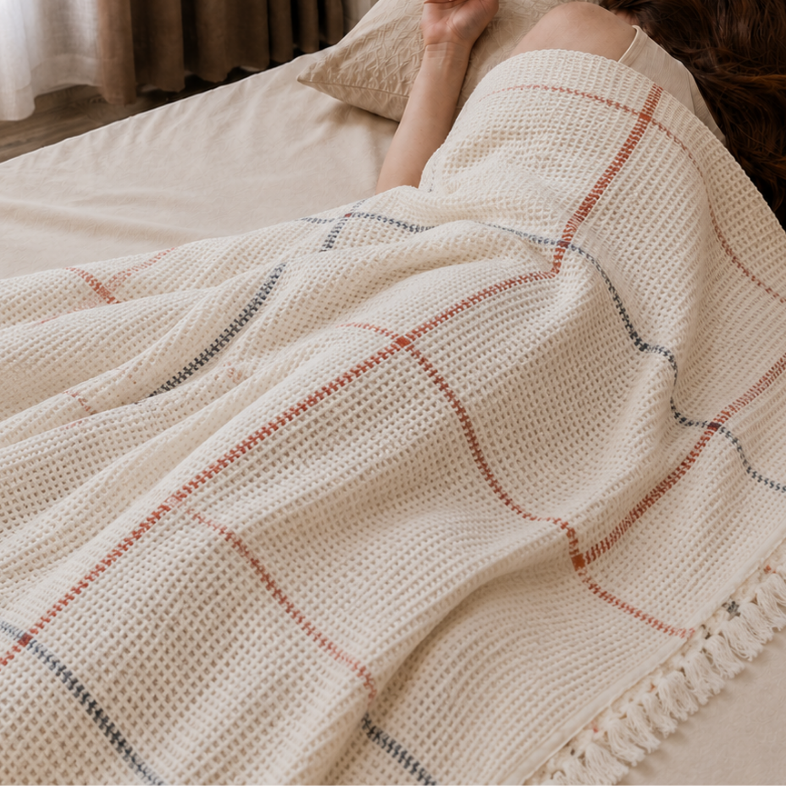 Waffle Stripes Bedspread