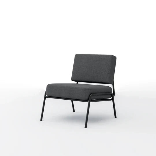 Milton Armless Armchair in metal legs, featuring modern styling, perfect for living rooms.