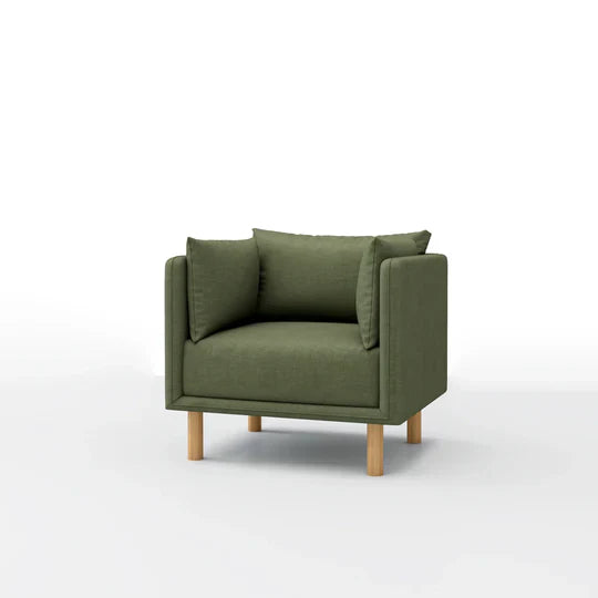 Mcann Armchair with Wooden Legs in linen texture, featuring modern armchair and scandinavian styling.