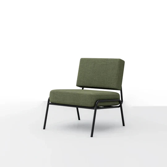 Milton Armless Armchair in metal legs, featuring modern styling, perfect for living rooms.