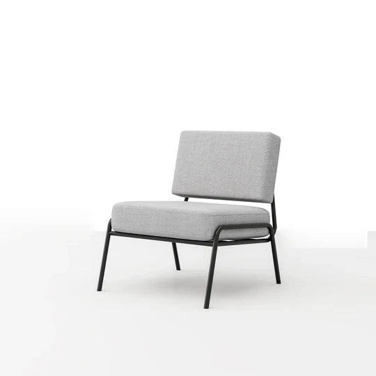 Milton Armless Armchair in metal legs, featuring modern styling, perfect for living rooms.