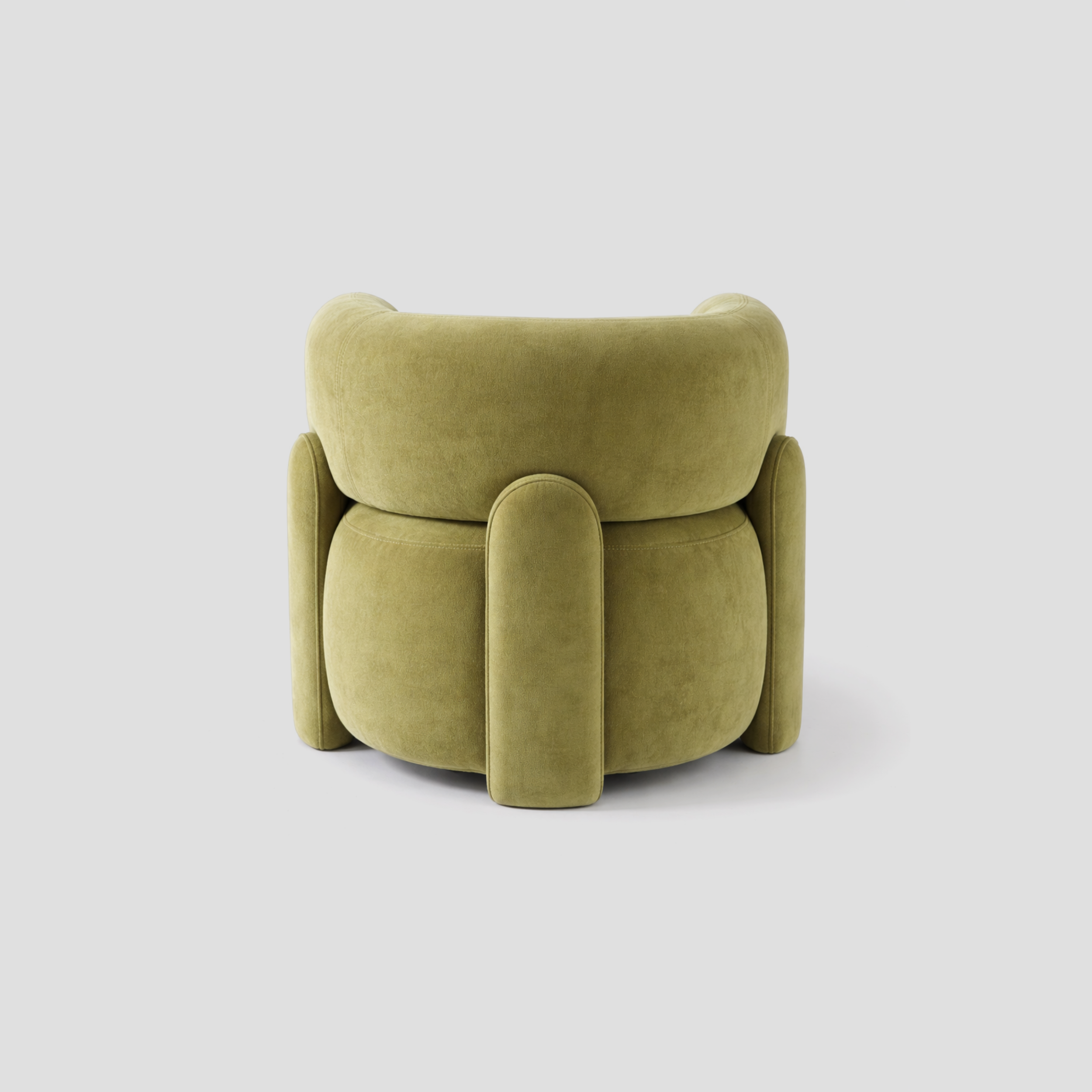 Bubbly Armchair in velvet and beech frame, featuring modern armchair styling, with reading.