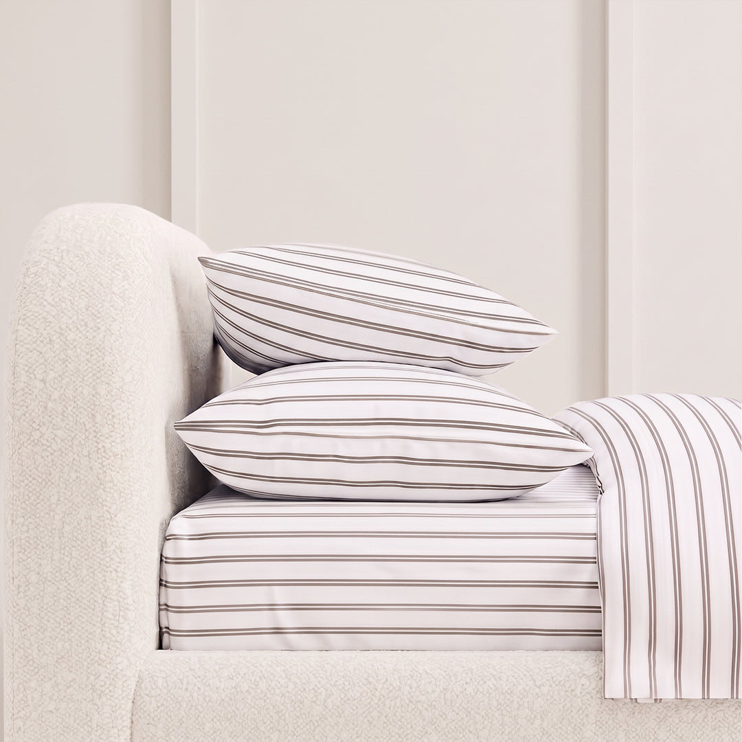 Pinstripe Percale Fitted Sheet Set