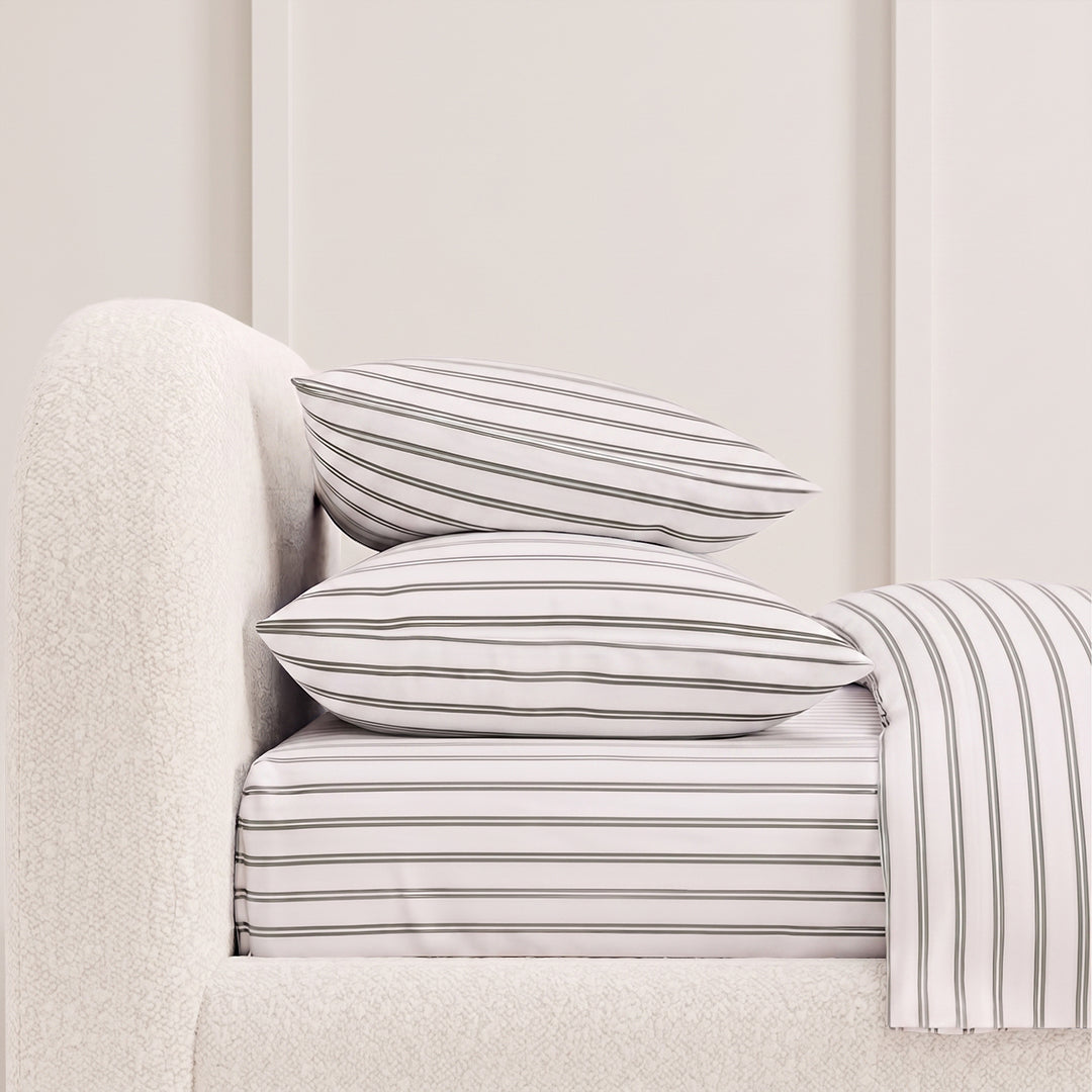 Pinstripe Percale Flat Sheet Set