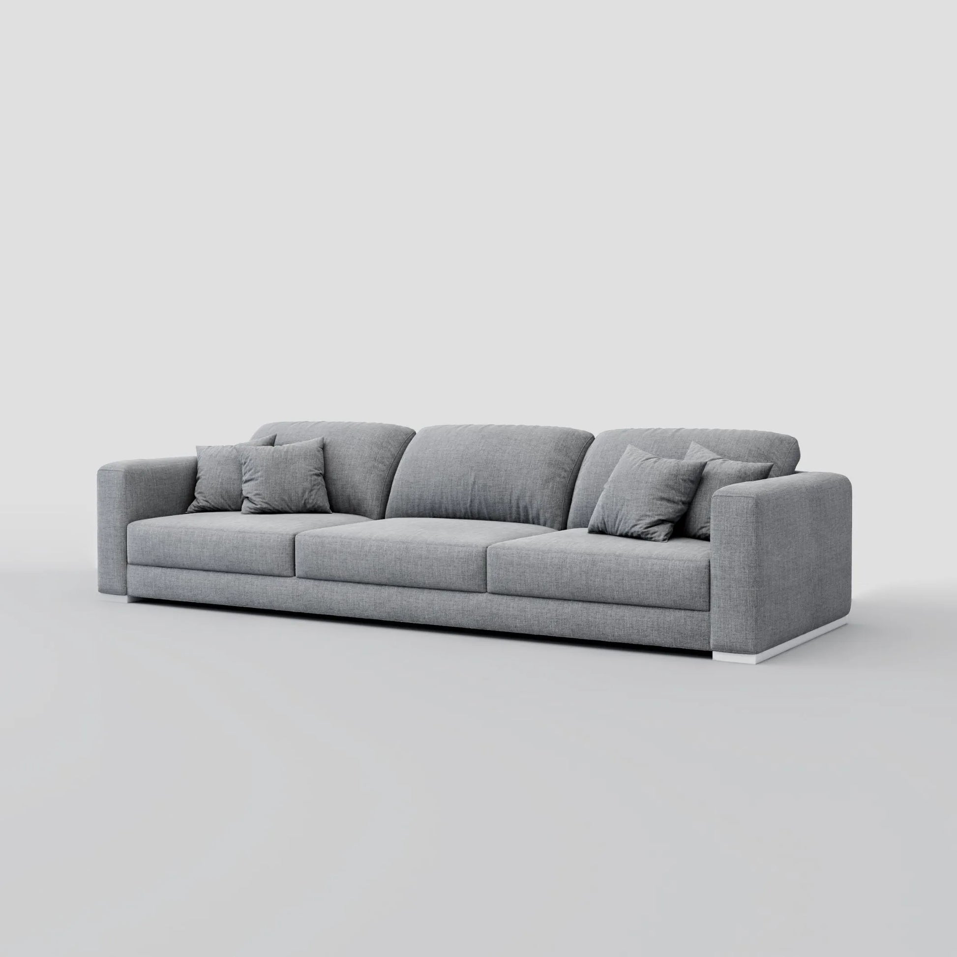 Modern wide three seater sofa with a beech frame and premium polyester upholstery.